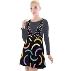 Abstract Pattern Wallpaper Plunge Pinafore Velour Dress