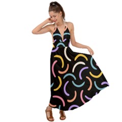 Abstract Pattern Wallpaper Backless Maxi Beach Dress