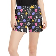 Sea Shells Pattern Wallpaper Fish Women s Runner Shorts