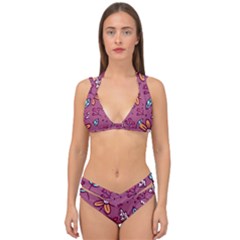 Flowers Petals Leaves Foliage Double Strap Halter Bikini Set