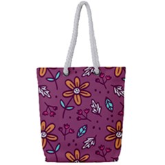 Flowers Petals Leaves Foliage Full Print Rope Handle Tote (small)