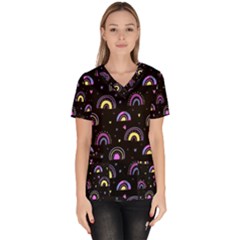 Wallpaper Pattern Rainbow Women s V-neck Scrub Top