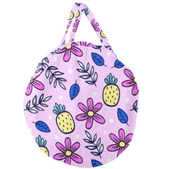 Flowers Petals Pineapples Fruit Giant Round Zipper Tote