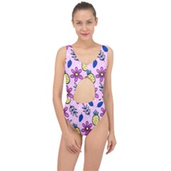 Flowers Petals Pineapples Fruit Center Cut Out Swimsuit