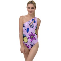 Flowers Petals Pineapples Fruit To One Side Swimsuit