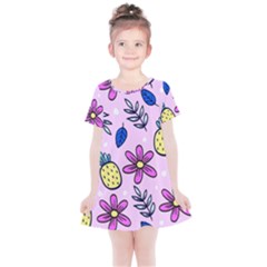 Flowers Petals Pineapples Fruit Kids  Simple Cotton Dress