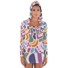 Abstract Pattern Background Long Sleeve Hooded T-shirt