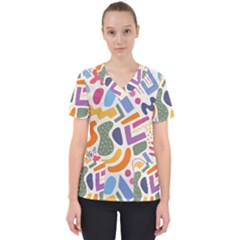 Abstract Pattern Background Women s V-neck Scrub Top