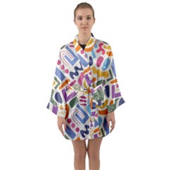 Abstract Pattern Background Long Sleeve Satin Kimono by Maspions