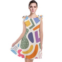 Abstract Pattern Background Tie Up Tunic Dress