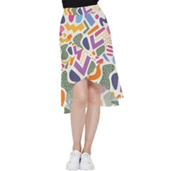 Abstract Pattern Background Frill Hi Low Chiffon Skirt