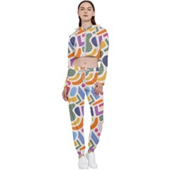 Abstract Pattern Background Cropped Zip Up Lounge Set