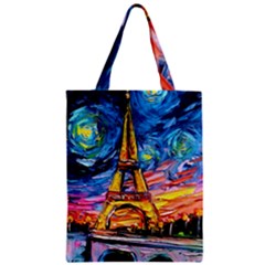 Eiffel Tower Starry Night Print Van Gogh Zipper Classic Tote Bag by Maspions