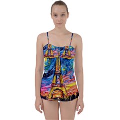 Eiffel Tower Starry Night Print Van Gogh Babydoll Tankini Set by Maspions