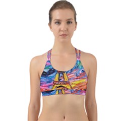 Eiffel Tower Starry Night Print Van Gogh Back Web Sports Bra