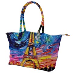 Eiffel Tower Starry Night Print Van Gogh Canvas Shoulder Bag