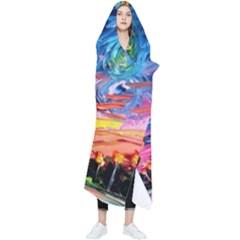 Eiffel Tower Starry Night Print Van Gogh Wearable Blanket by Maspions