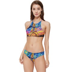 Eiffel Tower Starry Night Print Van Gogh Banded Triangle Bikini Set