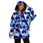 Light Blue, Navy and White Abstract Women s Ski and Snowboard Waterproof Breathable Jacket