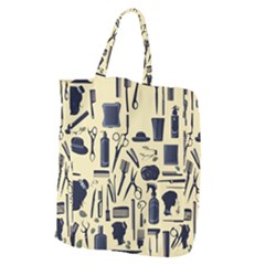 Elegant Hairdresser pattern cream Giant Grocery Tote