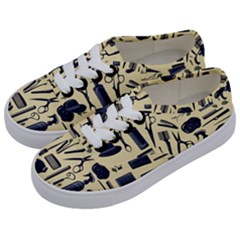 Elegant Hairdresser Pattern Cream Kids  Classic Low Top Sneakers by TetiBright