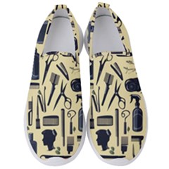 Elegant Hairdresser Pattern Cream Men s Slip On Sneakers by TetiBright