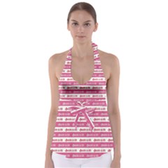 Breathe In Life, Breathe Out Love Text Motif Pattern Tie Back Tankini Top by dflcprintsclothing