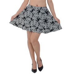 Ethnic Symbols Motif Black And White Pattern Velvet Skater Skirt by dflcprintsclothing