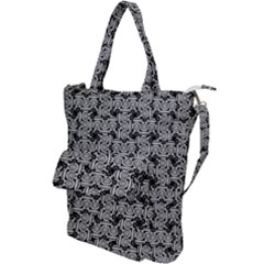 Ethnic Symbols Motif Black And White Pattern Shoulder Tote Bag by dflcprintsclothing