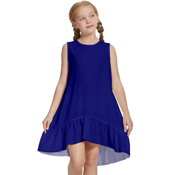 Navy and Light Blue Kids  Frill Swing Dress