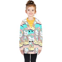 Boy Astronaut Cotton Candy Childhood Fantasy Tale Literature Planet Universe Kawaii Nature Cute Clou Kids  Double Breasted Button Coat by Maspions