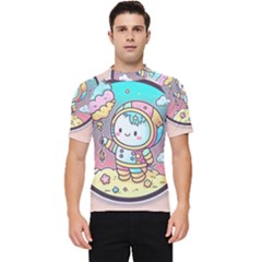 Boy Astronaut Cotton Candy Childhood Fantasy Tale Literature Planet Universe Kawaii Nature Cute Clou Men s Short Sleeve Rash Guard