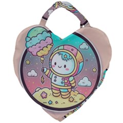 Boy Astronaut Cotton Candy Childhood Fantasy Tale Literature Planet Universe Kawaii Nature Cute Clou Giant Heart Shaped Tote