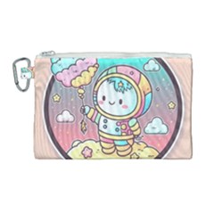 Boy Astronaut Cotton Candy Childhood Fantasy Tale Literature Planet Universe Kawaii Nature Cute Clou Canvas Cosmetic Bag (large)