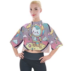 Boy Astronaut Cotton Candy Childhood Fantasy Tale Literature Planet Universe Kawaii Nature Cute Clou Mock Neck T-shirt