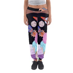 Girl Bed Space Planets Spaceship Rocket Astronaut Galaxy Universe Cosmos Woman Dream Imagination Bed Women s Jogger Sweatpants by Maspions