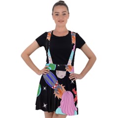 Girl Bed Space Planets Spaceship Rocket Astronaut Galaxy Universe Cosmos Woman Dream Imagination Bed Velvet Suspender Skater Skirt