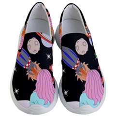 Girl Bed Space Planets Spaceship Rocket Astronaut Galaxy Universe Cosmos Woman Dream Imagination Bed Women s Lightweight Slip Ons by Maspions