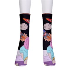 Girl Bed Space Planets Spaceship Rocket Astronaut Galaxy Universe Cosmos Woman Dream Imagination Bed Crew Socks