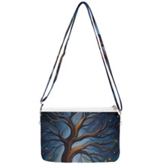 Tree Branches Mystical Moon Expressionist Oil Painting Acrylic Painting Abstract Nature Moonlight Ni Double Gusset Crossbody Bag