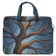 Tree Branches Mystical Moon Expressionist Oil Painting Acrylic Painting Abstract Nature Moonlight Ni Macbook Pro 13  Double Pocket Laptop Bag