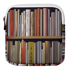 Book Nook Books Bookshelves Comfortable Cozy Literature Library Study Reading Reader Reading Nook Ro Mini Square Pouch by Maspions