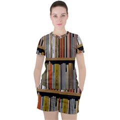 Book Nook Books Bookshelves Comfortable Cozy Literature Library Study Reading Reader Reading Nook Ro Women s T-shirt And Shorts Set