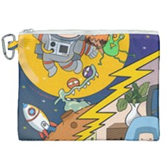 Astronaut Moon Monsters Spaceship Universe Space Cosmos Canvas Cosmetic Bag (xxl)