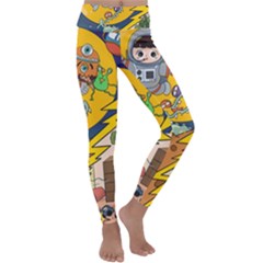 Astronaut Moon Monsters Spaceship Universe Space Cosmos Kids  Lightweight Velour Classic Yoga Leggings by Maspions