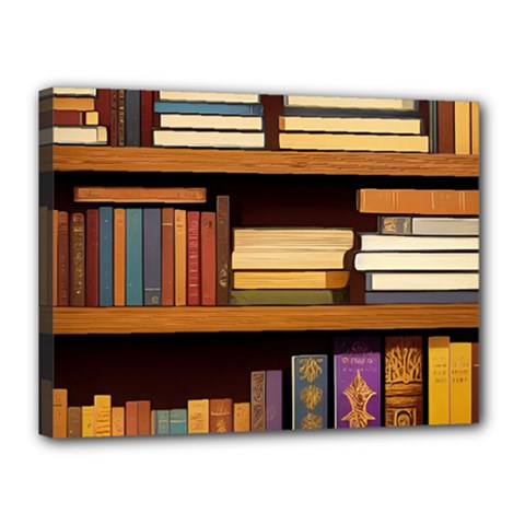 Book Nook Books Bookshelves Comfortable Cozy Literature Library Study Reading Room Fiction Entertain Canvas 16  X 12  (stretched) by Maspions
