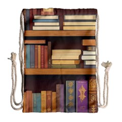 Book Nook Books Bookshelves Comfortable Cozy Literature Library Study Reading Room Fiction Entertain Drawstring Bag (large) by Maspions