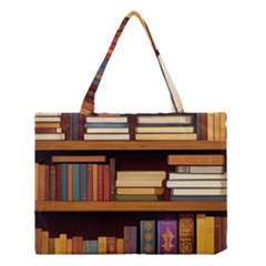 Book Nook Books Bookshelves Comfortable Cozy Literature Library Study Reading Room Fiction Entertain Medium Tote Bag by Maspions