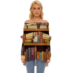 Book Nook Books Bookshelves Comfortable Cozy Literature Library Study Reading Room Fiction Entertain Off Shoulder Chiffon Pocket Shirt