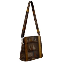 Books Book Shelf Shelves Knowledge Book Cover Gothic Old Ornate Library Zipper Messenger Bag by Maspions